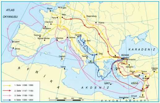 Haçlı Seferleri Haritası
