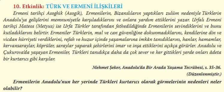 “Türk ve Ermeni İlişkileri” adlı metni okuyarak üstteki soruyu cevaplayınız.