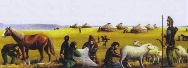 Orta Asya Türklerinin günlük yaşamını gösteren temsilî resim