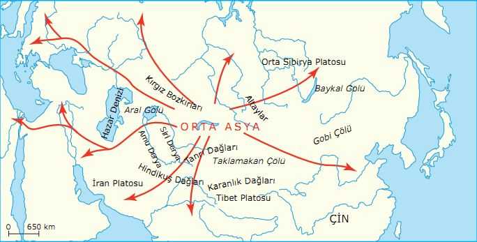 Türklerin Ana Yurttan Göçleri Haritası