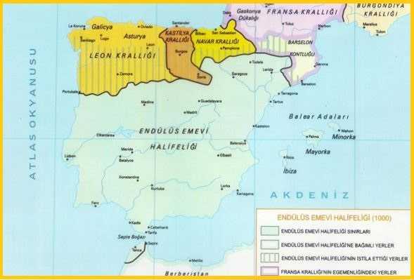 Endülüs Emevi Devleti, Leon, Kastilya, Navar Krallığı Haritası