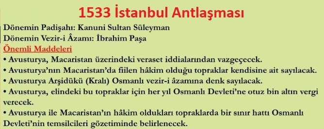 İstanbul (İbrahim Paşa) Antlaşması ve maddeleri Kanuni Dönemi Osmanlı-Avusturya İlişkileri