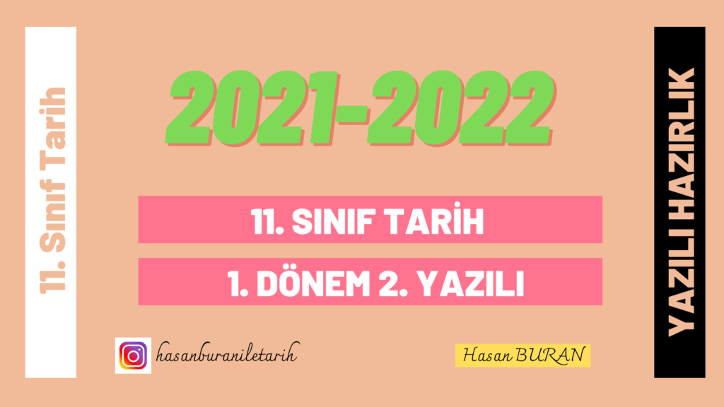 11. Sınıf Tarih 1. Dönem 2. Yazılı 2021-2022 