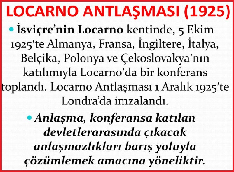Locarno Antlaşması Bilgi Kartı